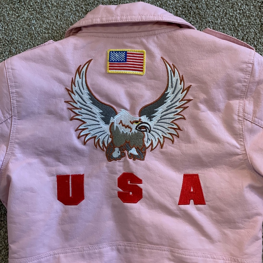 Bike Star Kid's USA Cargo Motorcycle Jacket, Pink, Girls Size 7